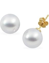 Jewelplus South Sea Cultured Pearl Earrings 18K Yellow 13.00 Round Fine Pair