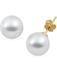 Jewelplus South Sea Cultured Pearl Earrings 18K Yellow 10.00 Round Fine Pair