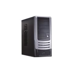 COMPUCASE Super Midi Tower ohne Netzteil 4x13,34cm + 2x8,89cm ext. 5x8,89cm entkoppelt int. Front 2xUSB 2.0 + Audio schwarz silber