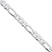Sterling Silver 7mm Pave Flat Figaro Chain - 24 Inch - Italian