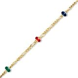 10K Gold Multi-Colored Enamel Bead Anklet - 9 10K BRACELETS/ANKLET