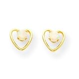 14k 3mm Opal BirthStone Heart Earrings