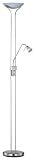 Trio-Leuchten 431912107 Deckenfluter in Nickel matt, Glas alabasterfarbig wei&szlig;