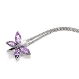 Image of Nine Carat White Gold Amethyst Butterfly Pendant and Necklace
