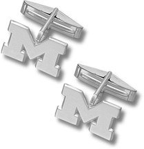 Sterling Silver UNIV OF MICH M POLISHED 1/2 CUFF LINK