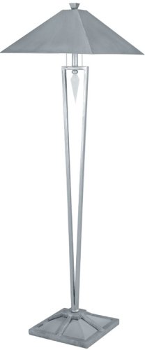 Kitchen: Nexus Aged Silver/Pewter Floor Lamp w/Decorative Frosted Lucite Diamond