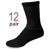 Diabetic Socks, Ultra Light, 12pair, Crew/Black, Size 10-13