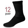 Diabetic Socks, Ultra Light, 12pair, Crew/Black, Size 10-13