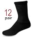 Diabetic Socks, Ultra Light, 12pair, Crew/Black, Size 10-13