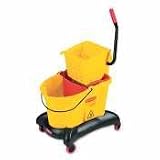 WaveBrake 35-Qt Dual Water Side Press Mop Bucket Wringer, Yellow