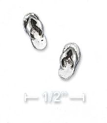 Sterling Silver Flip Flop Post Earrings - JewelryWeb