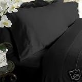 Queen Size 1000 Thread Count Solid Black Sheet Set 100 % Egyptian Cotton 4pc Bed Sheet Set (Deep Pocket) By Sheetsnthings