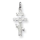 Sterling Silver Eastern Orthodox Small Cross Charm with 18 Inch Stainless Steel Chain