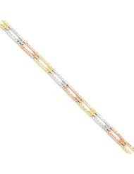 Beautiful 7.75 Inch 14k Gold Tri-color D/C Fancy Link Bracelet w/ Lobster