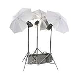 RPS Studio 480 watt, 3 Monolight Portable Strobe Kit, with PC Cords, 3 Umbrellas, Stands, Infrared Trigger & Heavy Duty Nylon Case.
