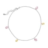9+1 Extension Anklet with Pink and Yellow CZs