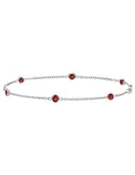 Garnet Bracelet By The Yard Bezel set in 14K White Gold with Total weight 0.60 Carat in 7 Inch