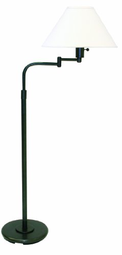 House Of Troy PH101-91 Home/Office Collection Portable Swing Arm Floor Lamp, Oil Rubbed Bronze with Off-White Linen Hardback