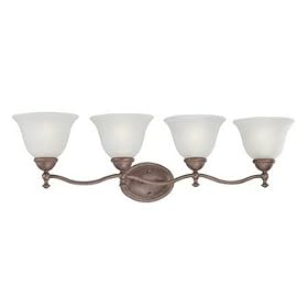Thomas Lighting SL7314-23 Four Light Bath Fixture, Colonial Bronze Finish with Etched Glass