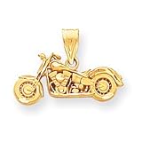 14k Satin Diamond-Cut 3-Dimensional Motorcycle Pendant