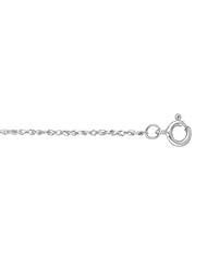 18" 10K White Gold 0.9mm Polished Diamond Cut Rope Chain w/ Spring Ring Clasp