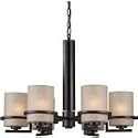 Forte Lighting - 2405-06-32:6LT Chandelier - Antique Bronze Finish/Umber Linen Glass
