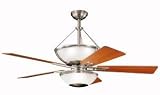 Kichler Lighting 300111NI Lucia 52-Inch Ceiling Fan, Brushed Nickel with Satin-Etched Glass