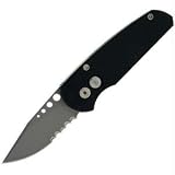 Pro-Tech Runt 2 ComboEdge Knife with Black Handle and Bead Blast Blade
