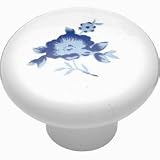 1 1/4 Dia Delft Blue Flower Porcelain Knob