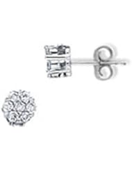 0.28Ct Round Diamond Flower Earrings 18k Gold