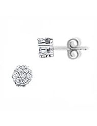 0.28Ct Round Diamond Flower Earrings 14K Gold