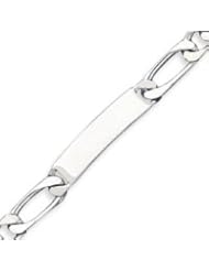 Sterling Silver 7.5 Inch Polished Engraveable 1 Figaro Link ID Bracelet - 7.5 Inch