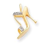 14k & Rhodium Solid 3-Dimensional .01ct Diamond High Heel Charm