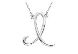 Letter I Script Pendant - .925 Sterling Silver