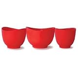iSi Basics FlexibleSilicone Mixing Bowls, Set of 3, 1 QT, 1.5 QT, 2 QT, Red