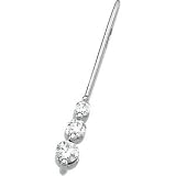 14K White Gold Three 3 Stone Diamond Pendant