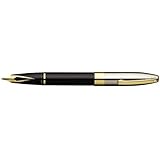 Sheaffer Legacy Heritage Fountain Pen, Black Onyx Lacquer Finish Barrel, Chased Pall Plate Cap, 22k Gold Plate Trim with Cart (SH/9030-0)