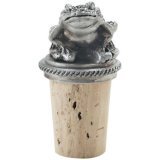 Frog Sitting - Solid Pewter Wine Bottle Stopper - 20-282