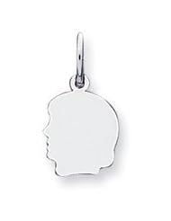 14k White Gold Plain Small Facing Left Engravable Girl Charm