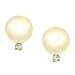 Lds 6-6.5mm Cultured Pearl Stud Earrings with Diamond