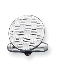 Sterling Silver D/C Round Woven Designed Cuff Links