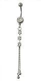 Dangler Belly Button Ring with CZ Jewels