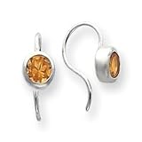 Sterling Silver Citrine Round Bezel Set Earrings