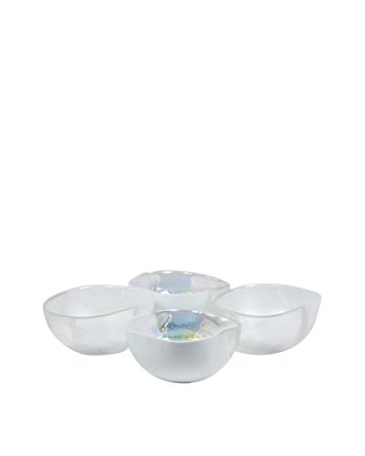 Yalos Murano Set 4 Ciotole Quadra Piccola Giano Bianco