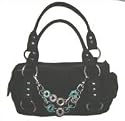 Bewitched Accessories Suede Bag With Front Hanging Ring Detail In Black, Red Or Teal