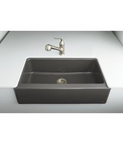 Kohler K-6546-4U-58 Dickinson Apron-Front, Undercounter Kitchen Sink with Four-Hole Oversized Centers, Thunder Grey