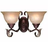 Olympus Tradition Collection Double Wall Sconce In Cracked Bronze With Silver Finish - 2 Bulbs