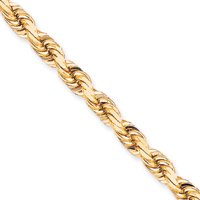 10k 10mm Handmade Diamond-cut Rope Chain Anklet - 9 Inch