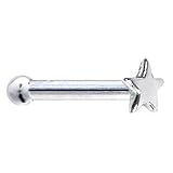 Solid 14KT White Gold Star Nose Bone - 18 Gauge