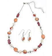 Assorted Bead Link Chain Necklace & Earrings Set